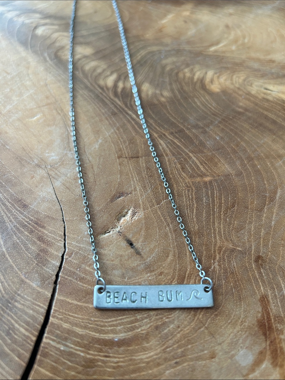 “Beach Bum” Bar Necklace - Silver Tone
